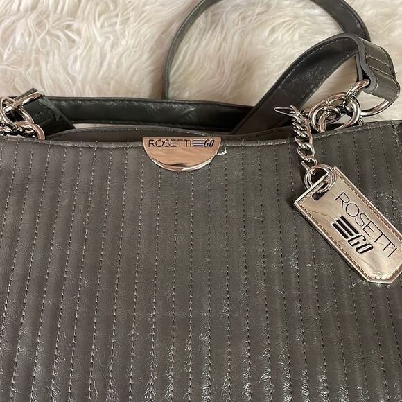 Vintage Rosetti Go Faux Leather Shoulder Handbag Purse  Dark Gray - Picture 3 of 9